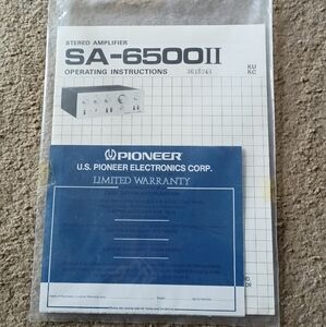 Pioneer SA-6500II Stereo Amplifier Manual